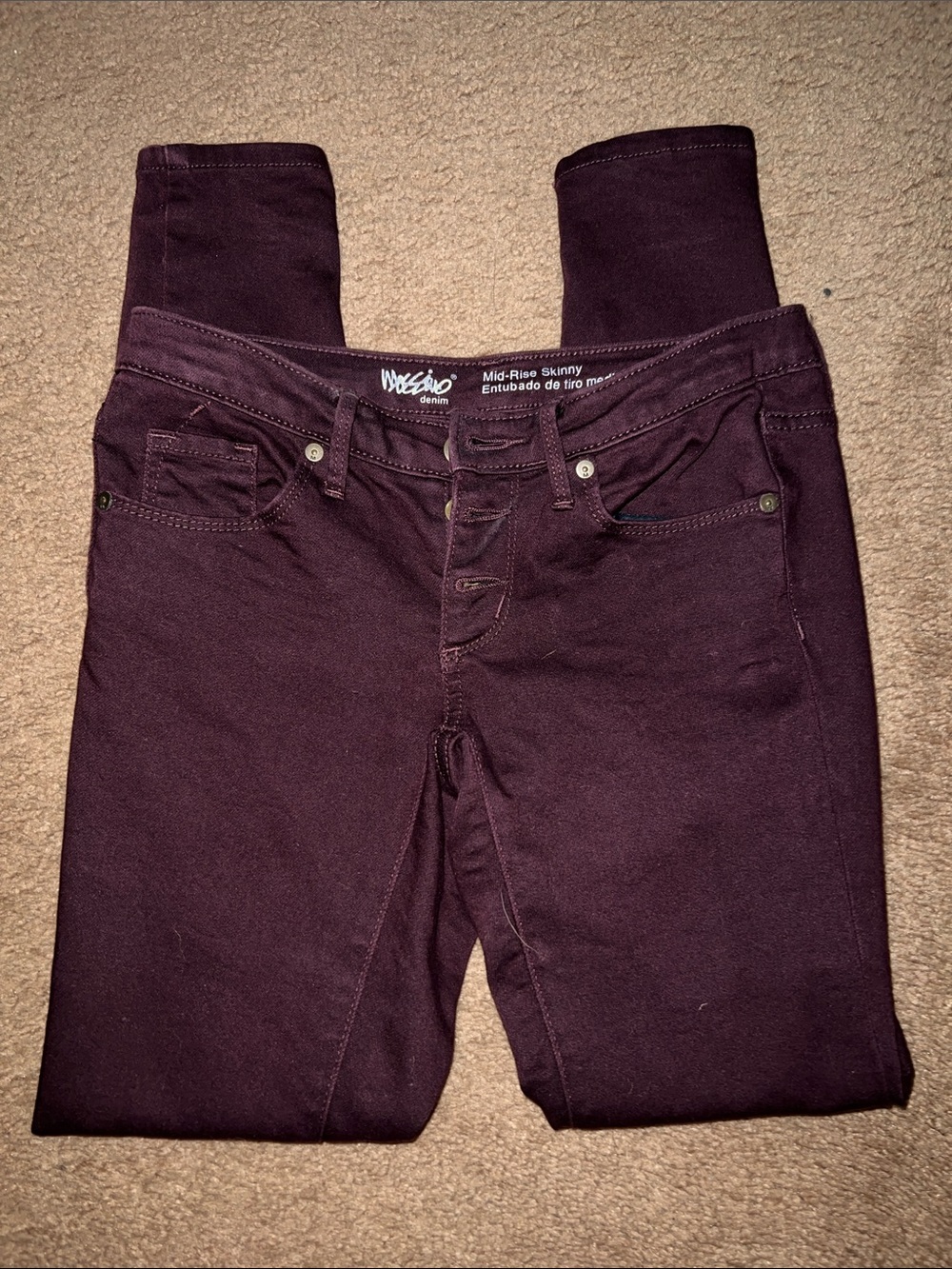 Mossimo Supply Co. Mid-Rise Skinny Jeans in Burgundy